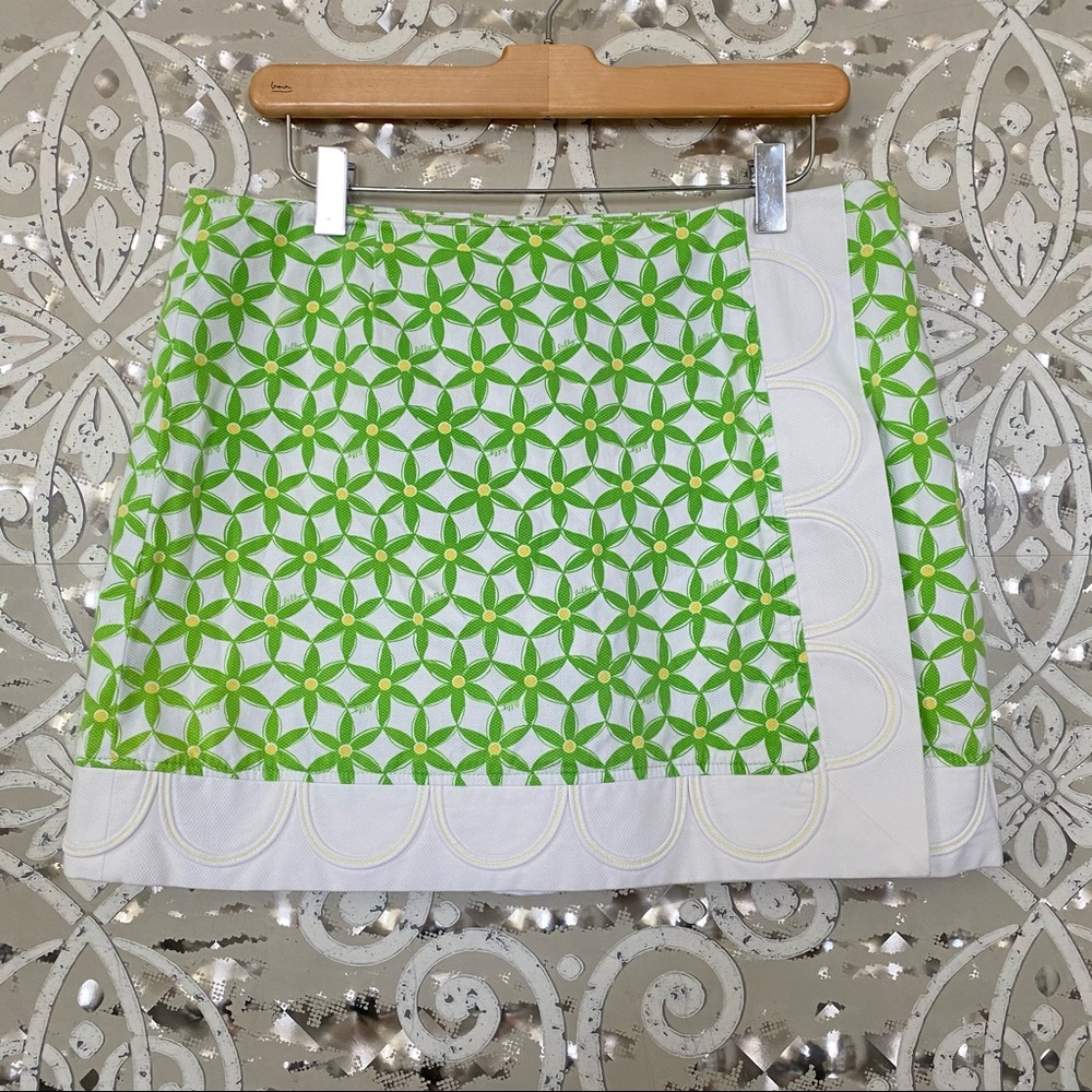 LILLY PULITZER Green White Floral Skirt Skort